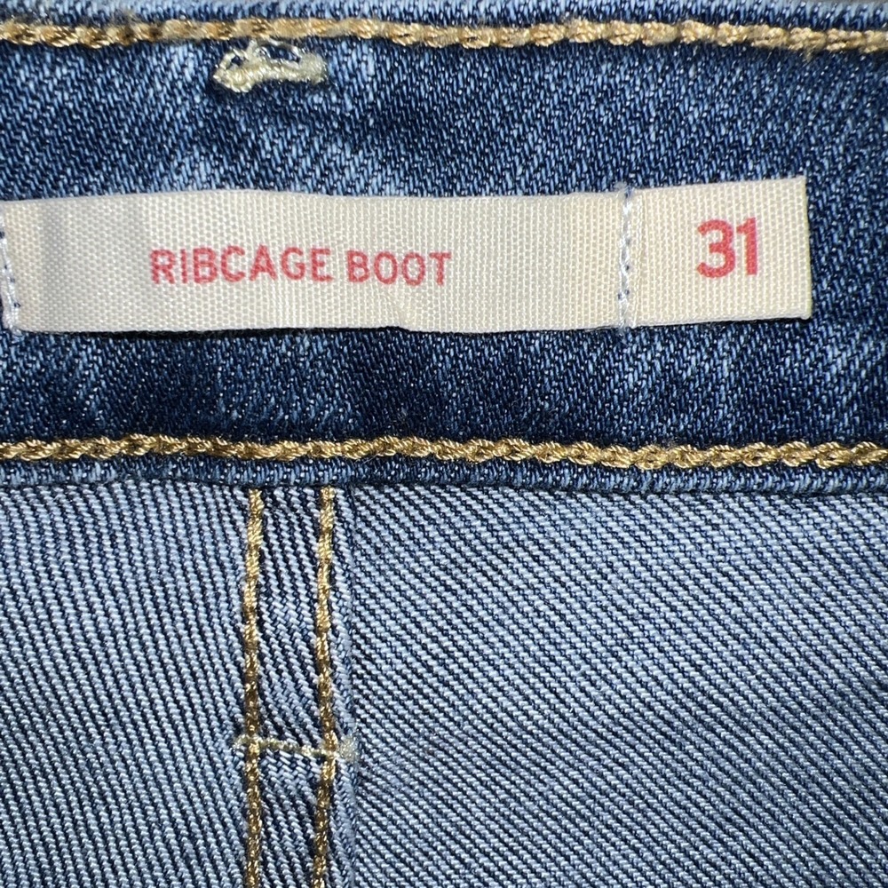 Levi's Ribcage Boot Jeans Women's Sz 31 (30x31) Blue Denim Button Fly High Waist - Picture 4 of 11
